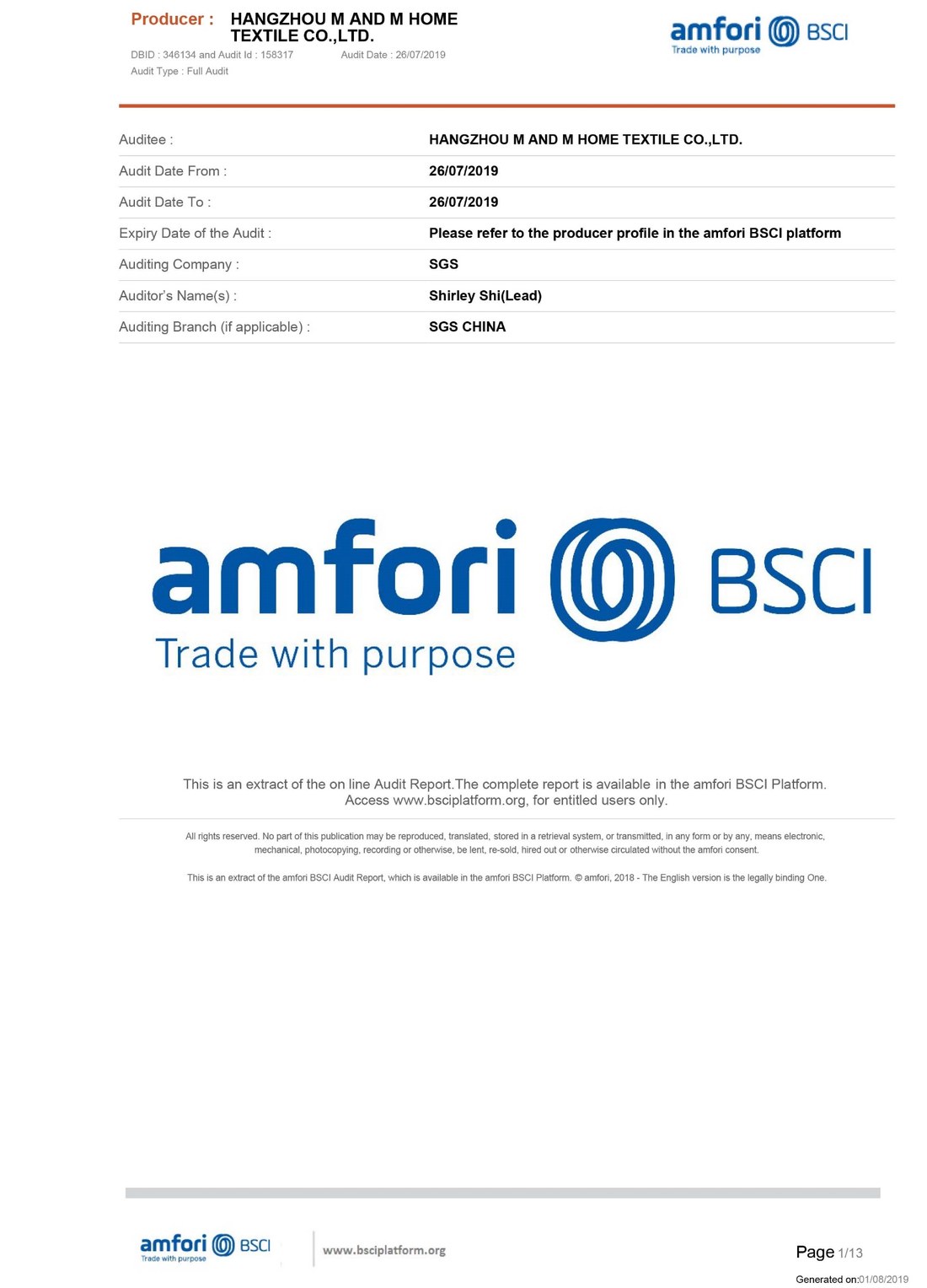 amfori BSCI audit report — cover