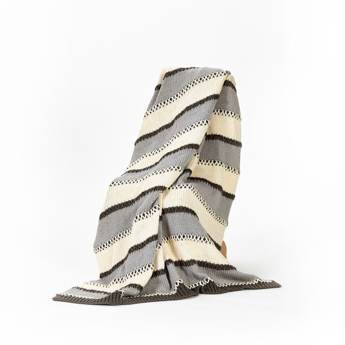 Grey and cream wave throw