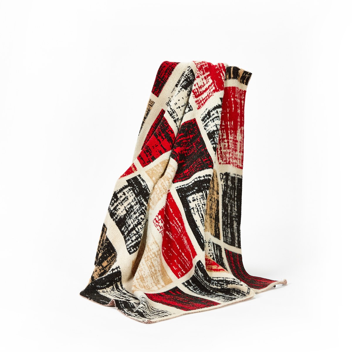 Red and black geometric throw