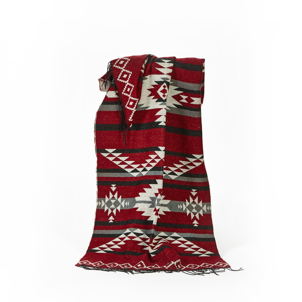 Red and navy Aztec throw