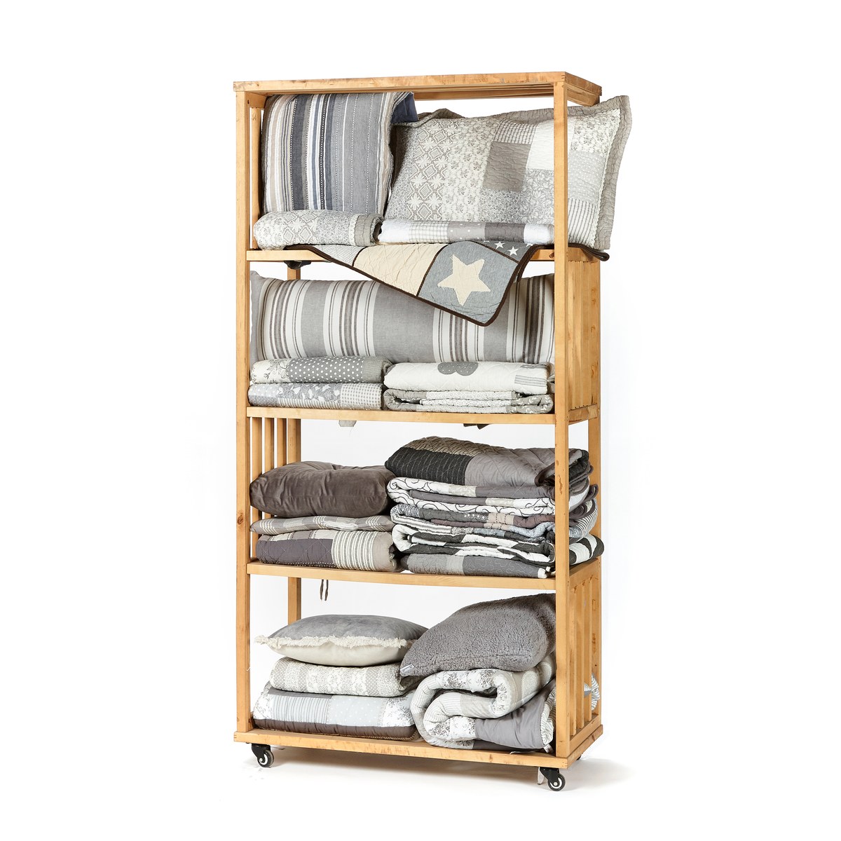 Neutral bedding collection, display rack