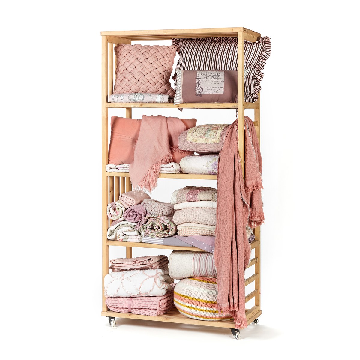Pink and cream quilted bedding